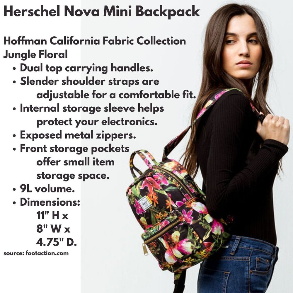 NWT HERSCHEL Nova Hoffman Mini Backpack Floral